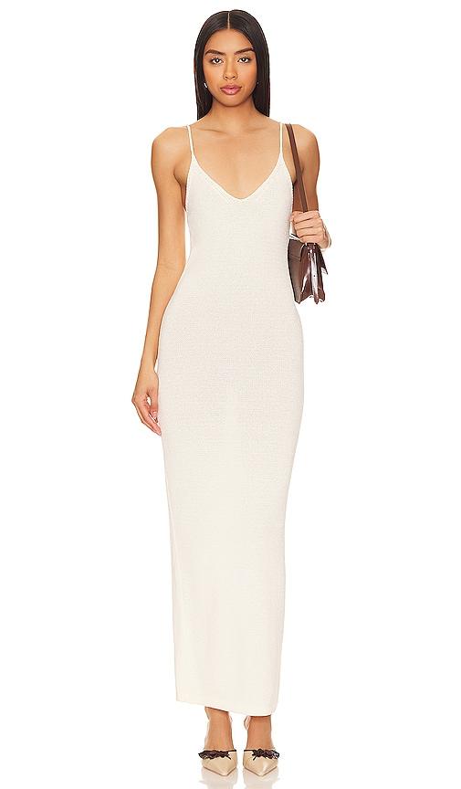 superdown jream maxi dress in beige.