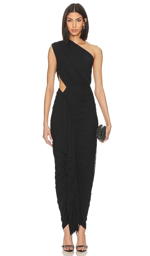 superdown juliet midi dress in black.