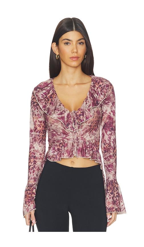 superdown kairi long sleeve top in brown.