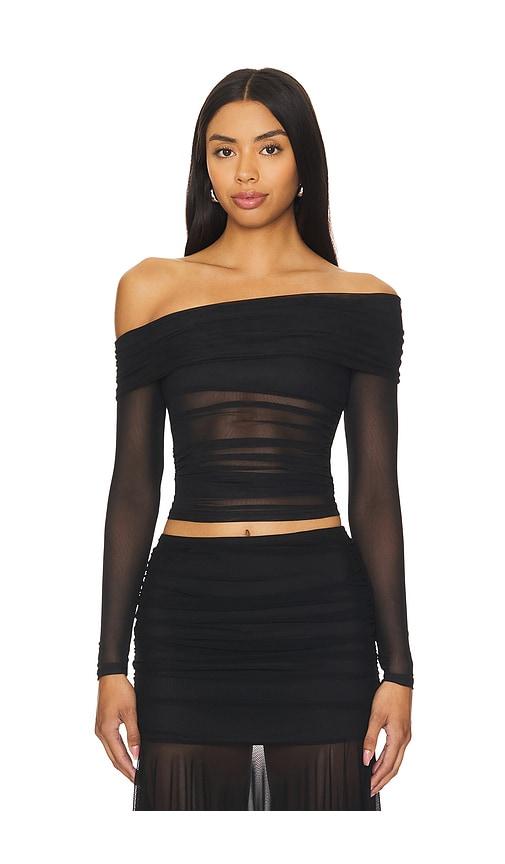 superdown kami off shoulder top in black.