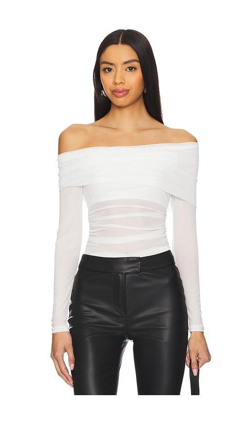 superdown kami off shoulder top in ivory.