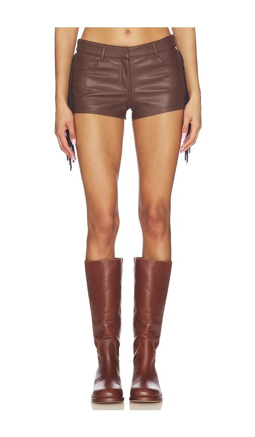 superdown karina fringe short in brown.