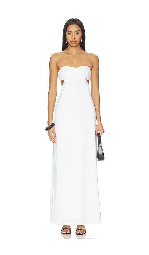 superdown karrie strapless maxi dress in white.