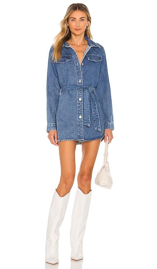 superdown kelsie denim dress in denim-medium.