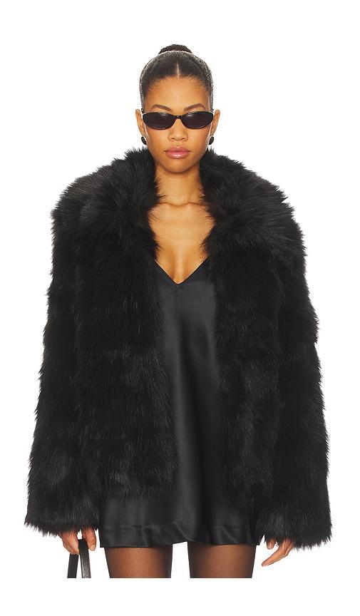 superdown kennedy faux fur coat in black.