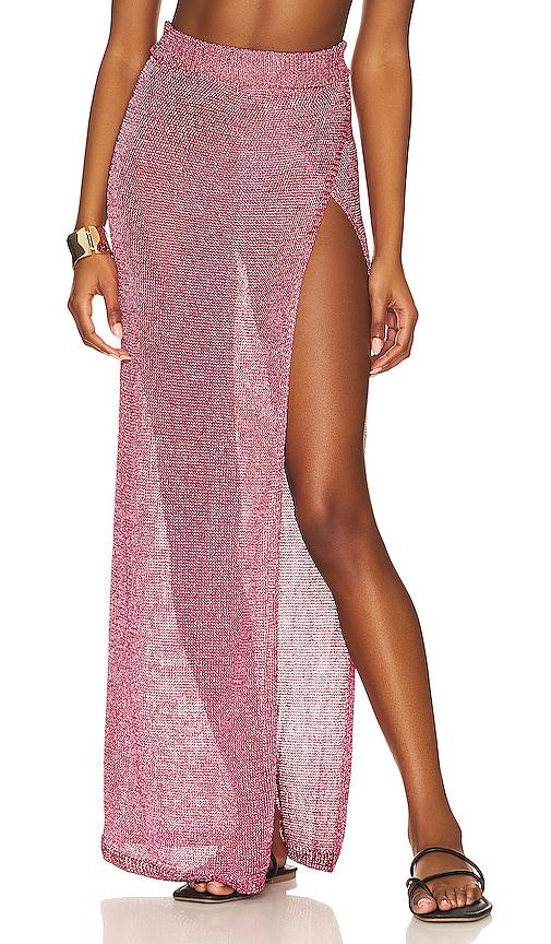 superdown keva wrap maxi skirt in pink.