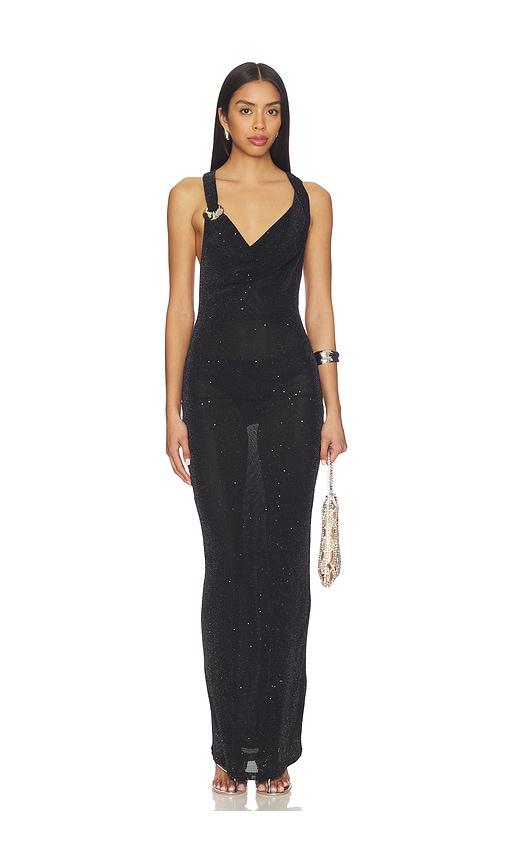 superdown kincade halter maxi dress in black.