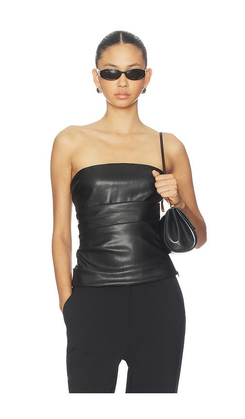 superdown leynia faux leather top in black.