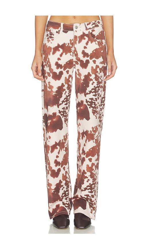 superdown lile cow print jean in neutral,brown.