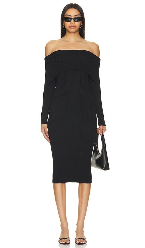superdown loraine midi dress in black.