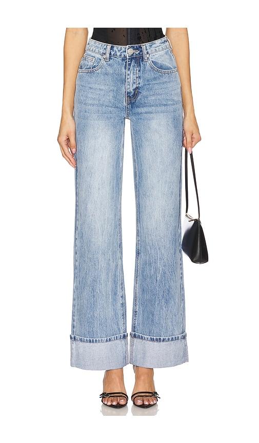 superdown lulu cuffed jeans in blue.