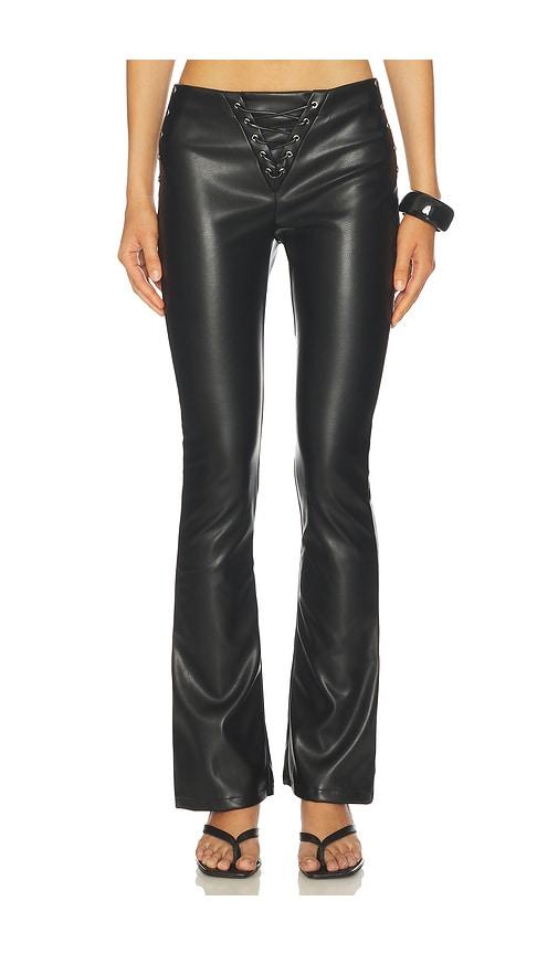 superdown mada faux leather pant in black.