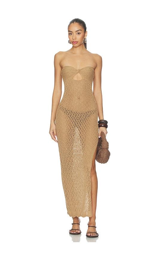 superdown marine maxi dress in beige.