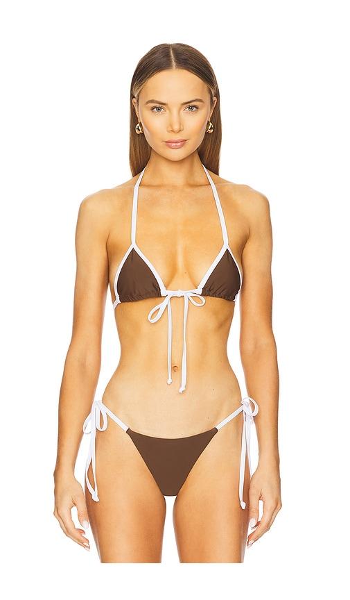 superdown may bikini top in brown.