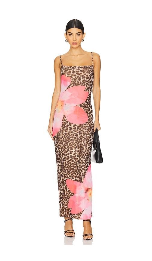 superdown megan maxi dress in brown.