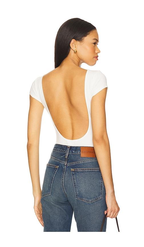 superdown melisa low back bodysuit in white.