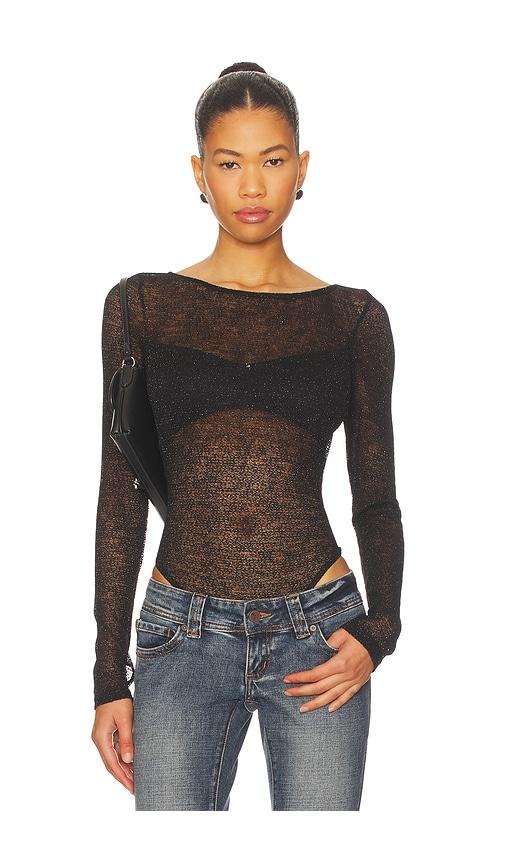superdown minerva bodysuit in black.