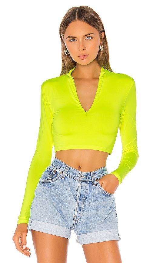 superdown nicky zip crop top in yellow.