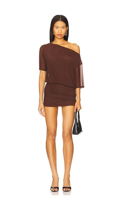 superdown olya mini dress in chocolate.