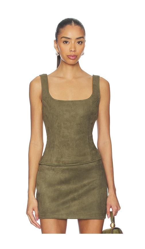 superdown patsie faux suede top in olive.