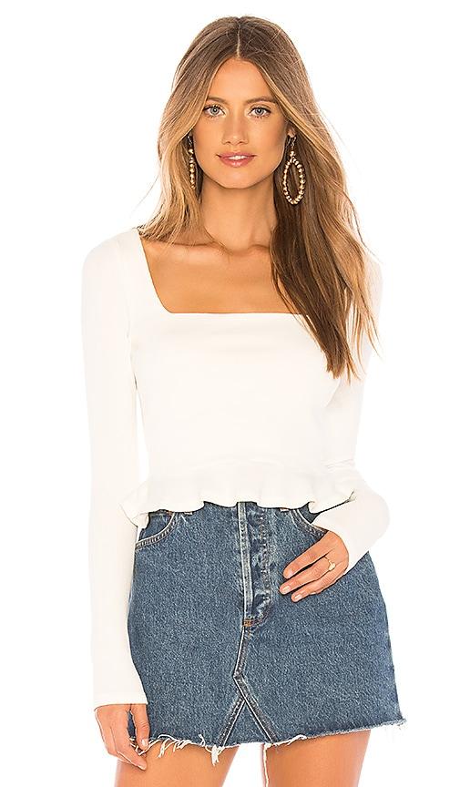 superdown priscilla ribbed top in ivory.