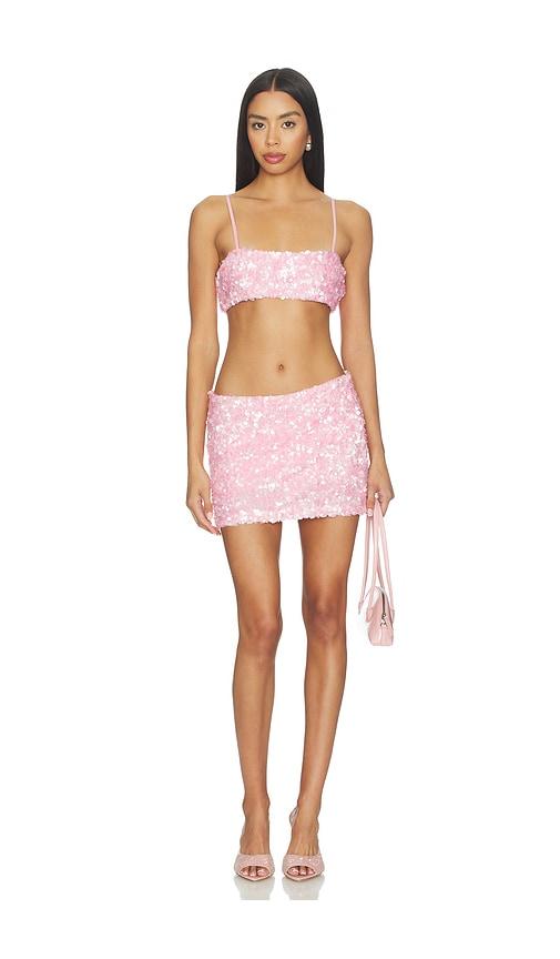 superdown rainey mini skirt set in pink.