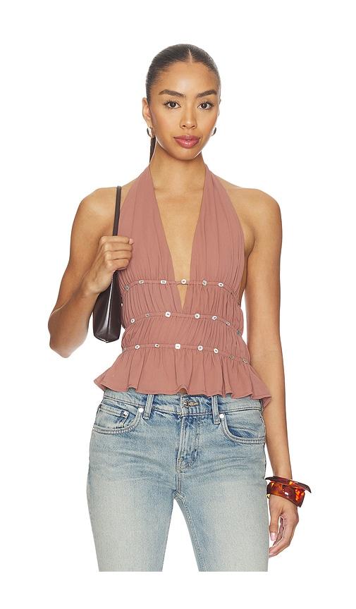superdown ramona halter top in brown.