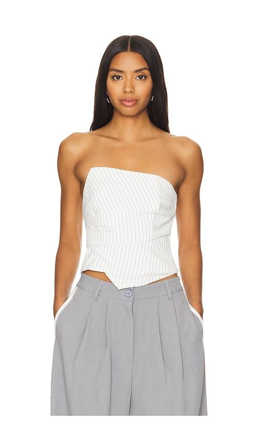 superdown rianna strapless top in white.