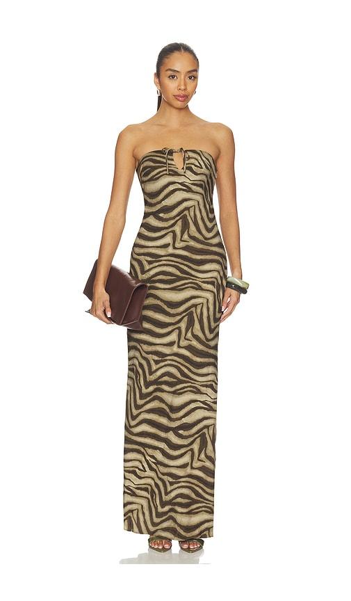 superdown riya strapless maxi dress in brown.