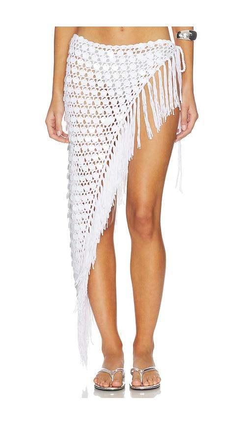 superdown roca crochet midi skirt in white.