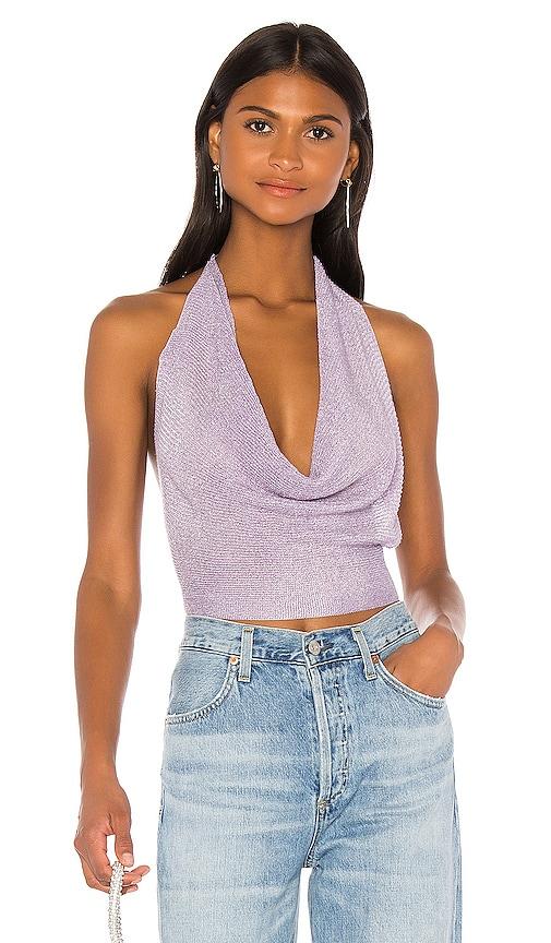 superdown rubie cowl neck top in lavender.
