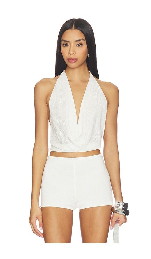 superdown rubie cowl neck top in white.