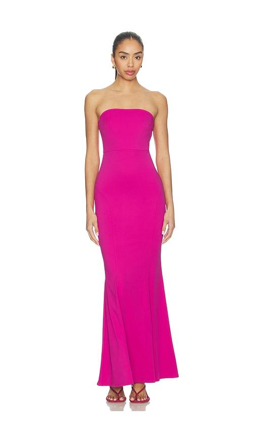 superdown saphira strapless gown in fuchsia.