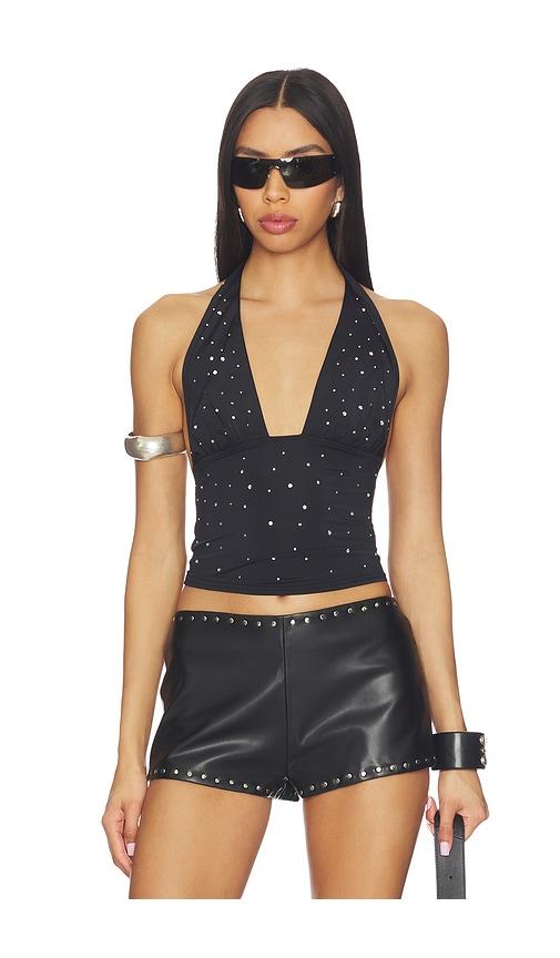 superdown sheren studded top in black.