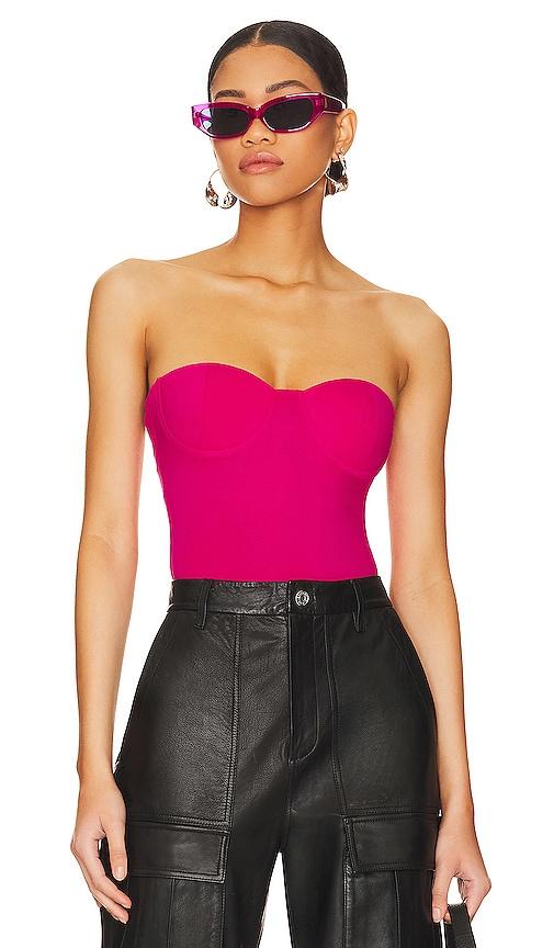 superdown stef bustier bodysuit in fuchsia.