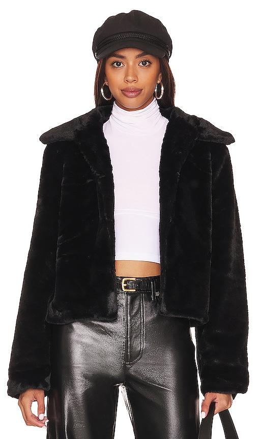 superdown tianna faux fur jacket in black.