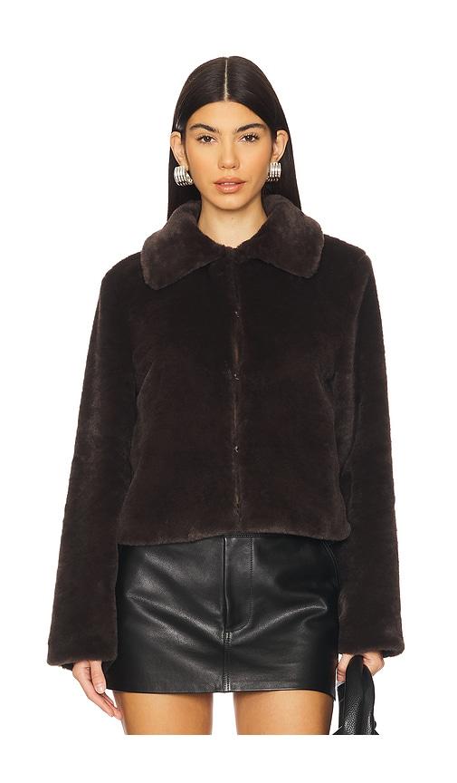 superdown tianna faux fur jacket in chocolate.