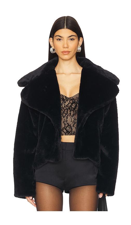 superdown willow faux fur coat in black.