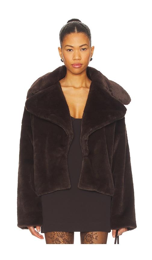 superdown willow faux fur coat in brown.