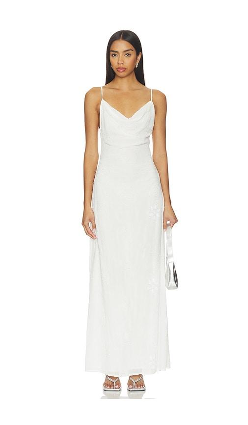 superdown xanthia embellished maxi dress in white.