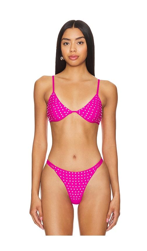 superdown zita bikini top in fuchsia.