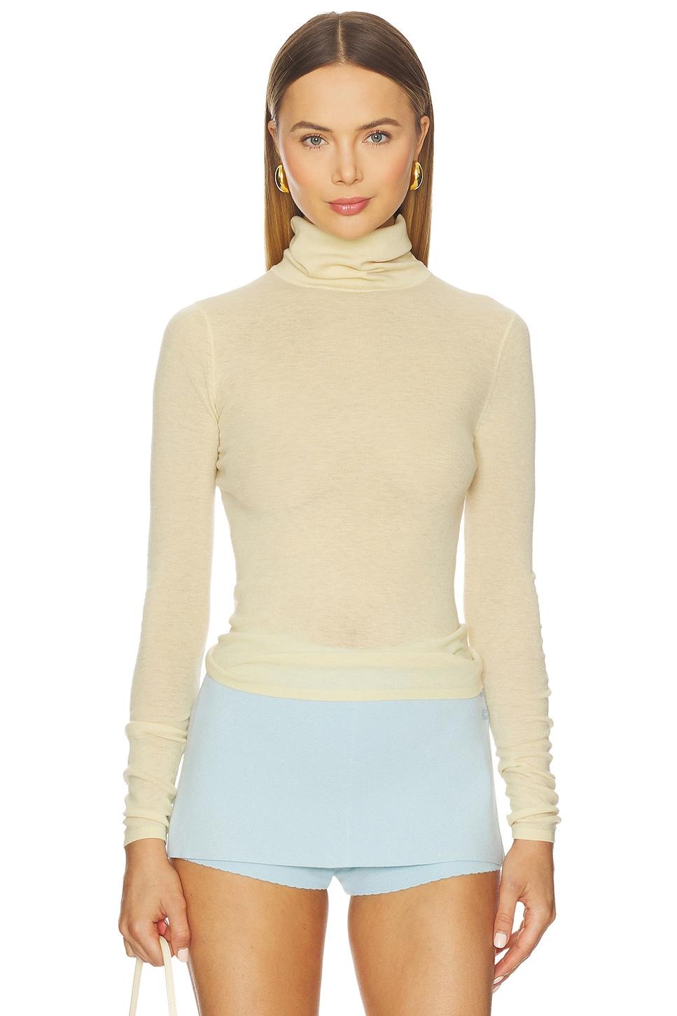 superfine cashmere blend turtleneck top