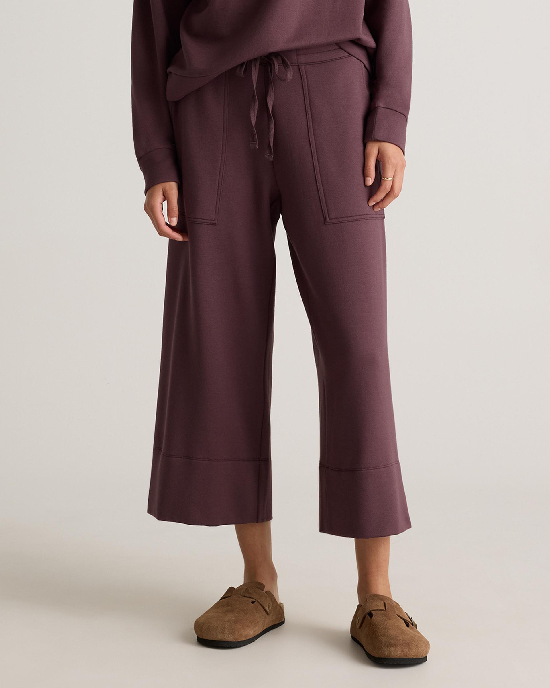 supersoft fleece cropped wide leg pants