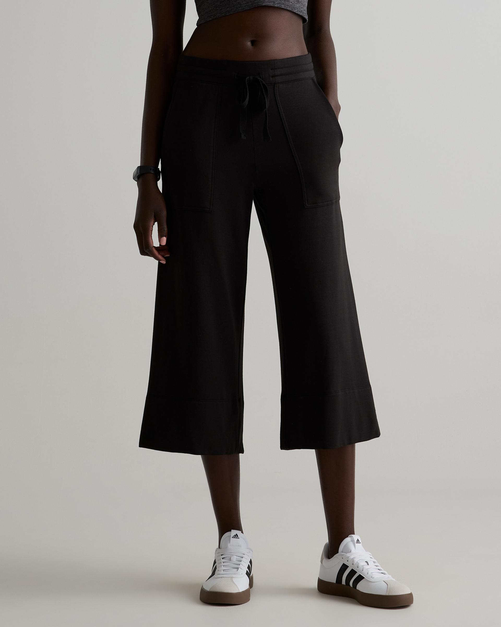 supersoft fleece cropped wide leg pants