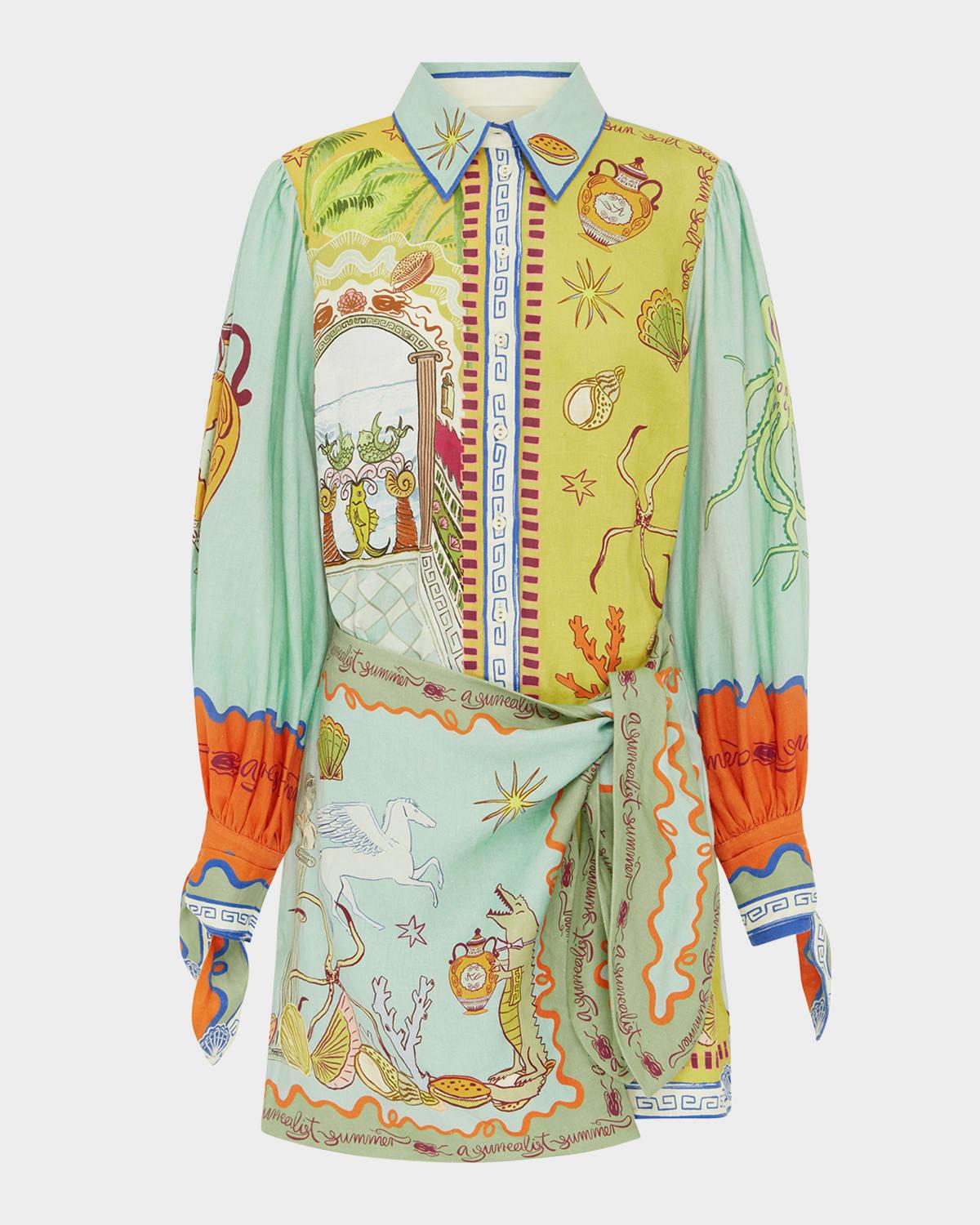 surrealist summer mini shirtdress