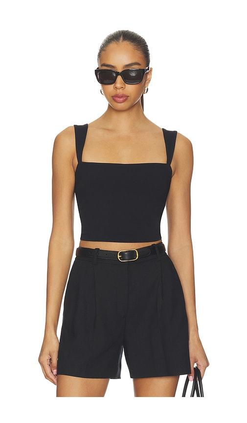 susana monaco angle strap top in black.