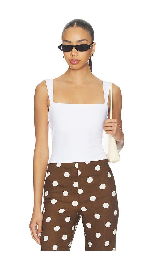 susana monaco angle strap top in white.