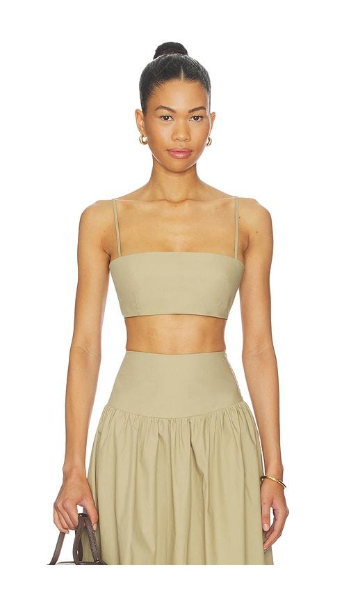 susana monaco crop string top in beige.