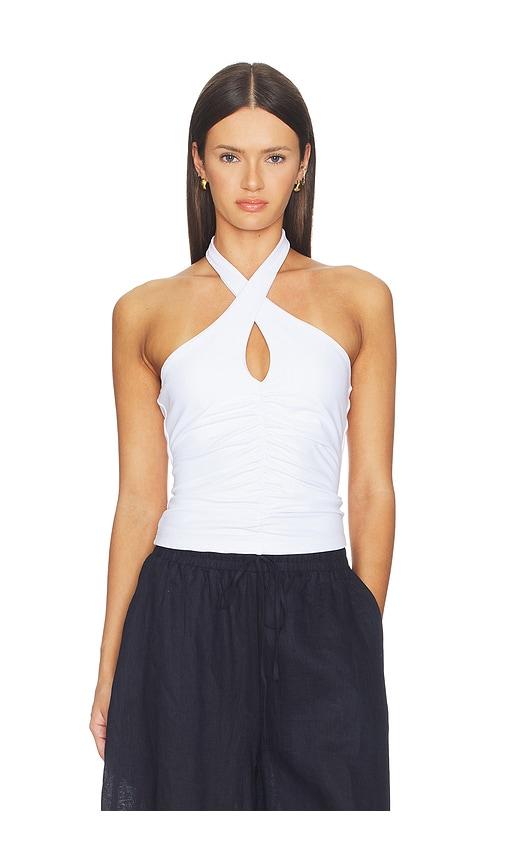 susana monaco cross front gathered top in ivory.
