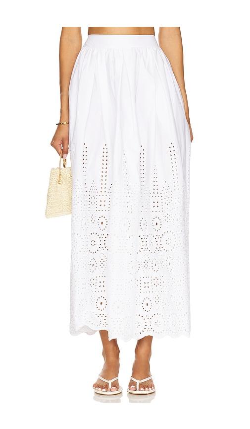 susana monaco embroidered poplin maxi skirt in white.